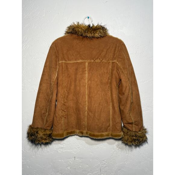Fitz-Wright vintage tan penny lane faux suede button down‎ jacket womens medium - Picture 5 of 7